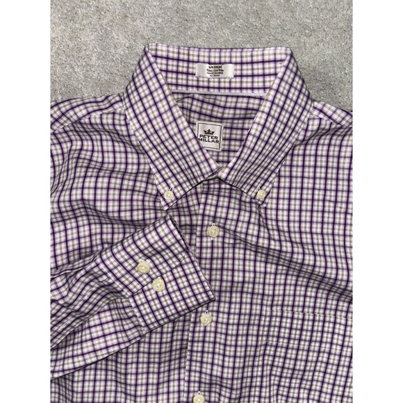 Peter Millar M Button Down Purple Plaid Long Sleeve‎ - Picture 1 of 6